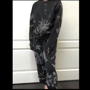 One of a kind. Reverse tie dye sweat-set.